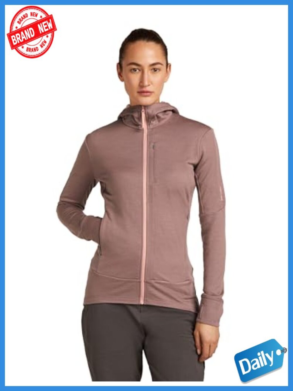 Merino Wool Zip Hoodie Mid Layer Athletic Active Hoodie